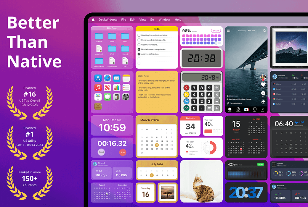 DeskWidgets Mac 桌面美化定制小组件工具软件截图
