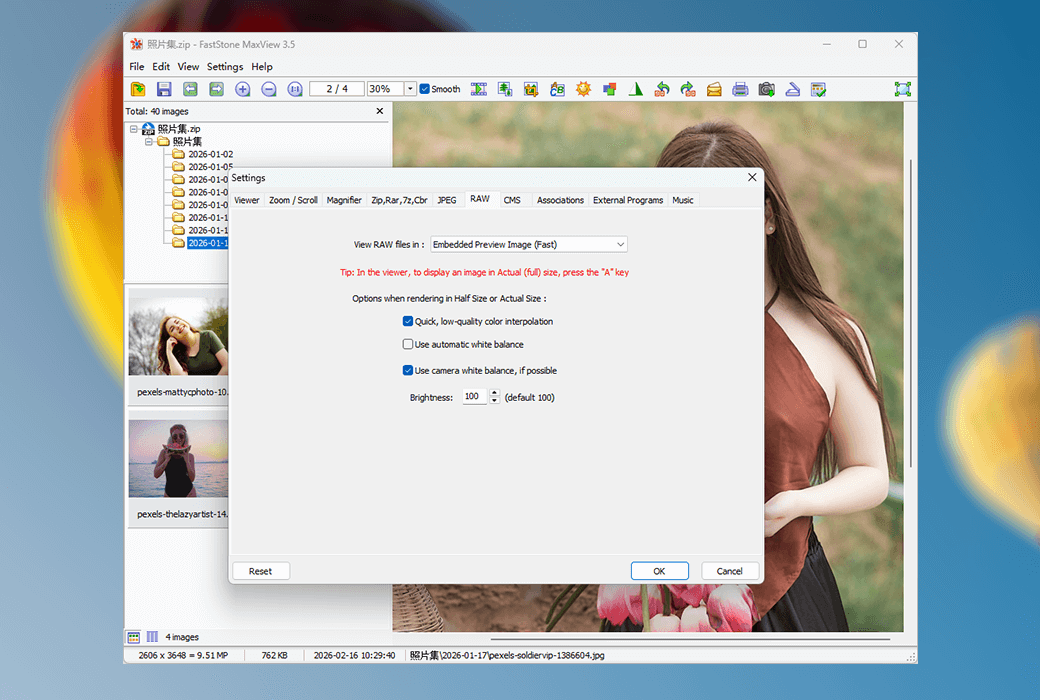 FastStone MaxView แพคเกจการบีบอัดซอฟต์แวร์เครื่องมือดูรูปภาพ截图