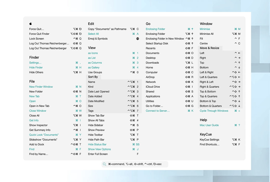KeyCue 11 Macショートカット表示管理ツールソフトウェア截图