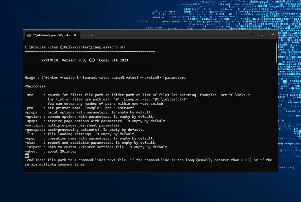 2Printer CMD command-line file batch printing tool software截图