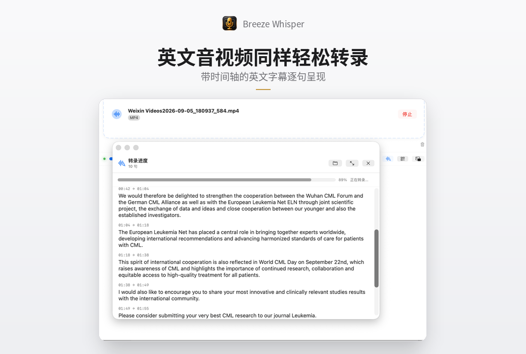 BreezeWhisper Pro 语音识别音视频转文字工具软件截图