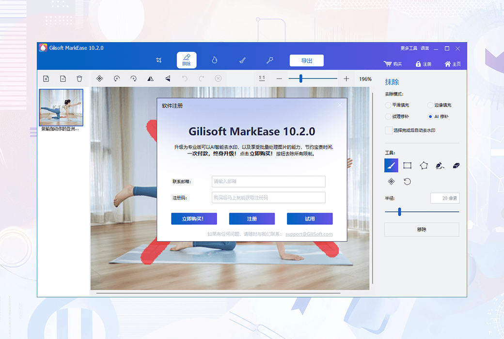 Gilisoft MarkEase batch image watermark removal/watermarking tool software截图