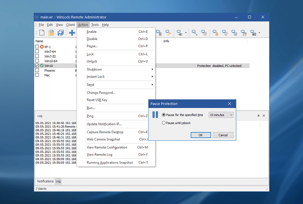 WinLock Remote Administrator 远程管理员安全解决方案截图