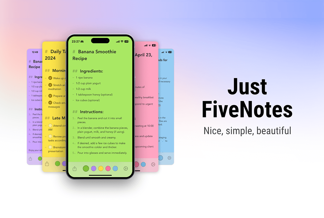 FiveNotes 3 Mac 桌面简洁高效笔记便签工具软件截图