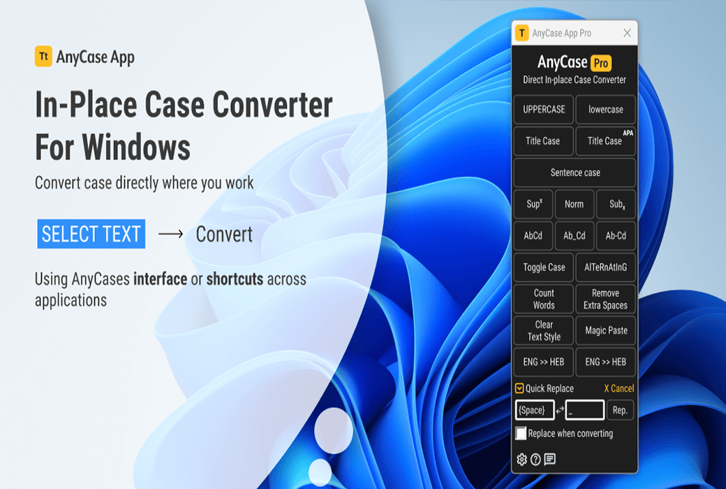 AnyCase App Text Format Converter Tool Software截图