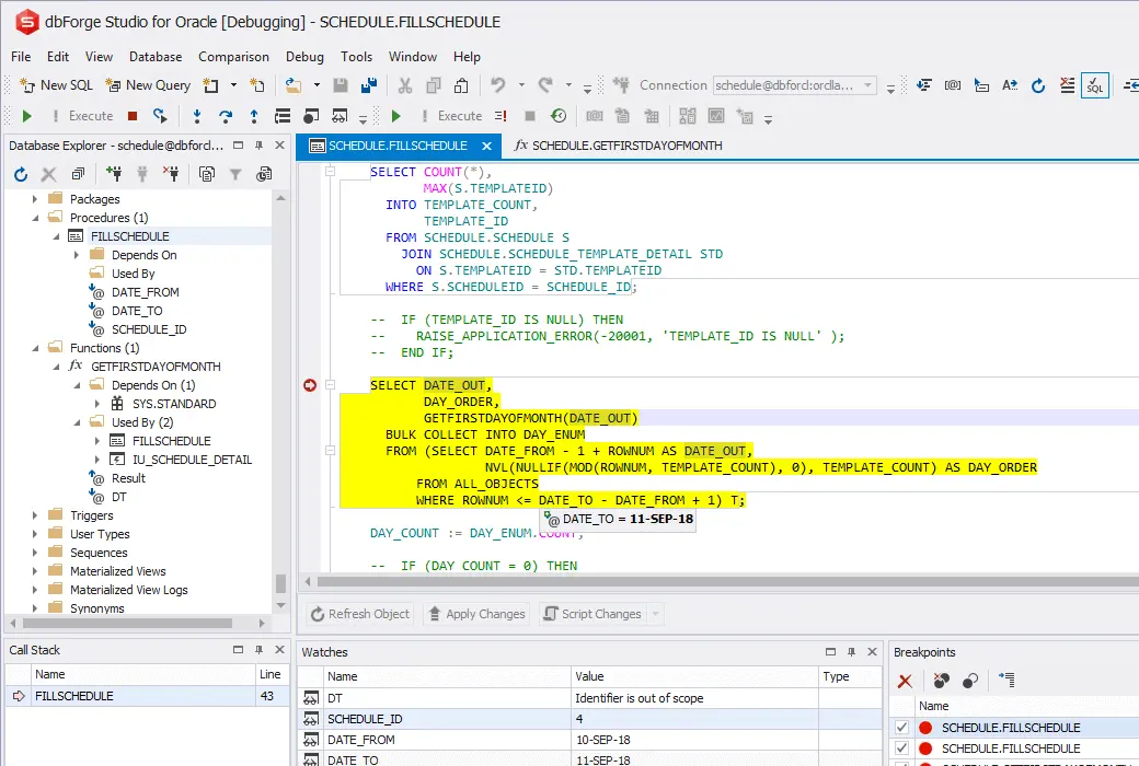 DbForge Studio for Oracle Database development management tool software截图