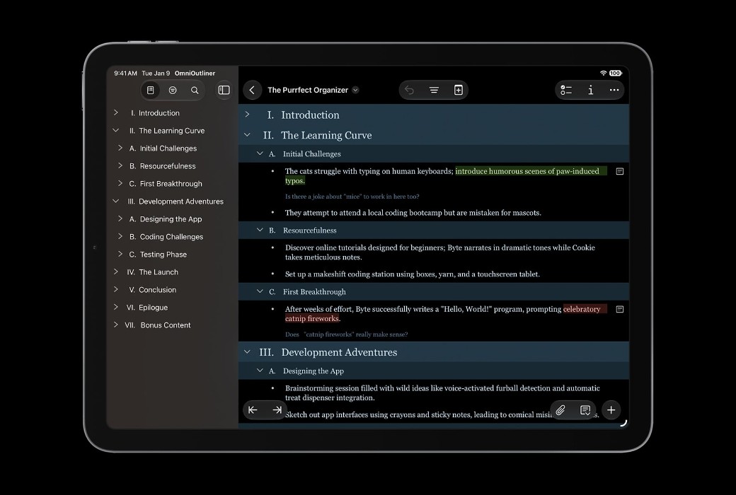 OmniOutliner 6 for Mac 信息大纲记录软件截图