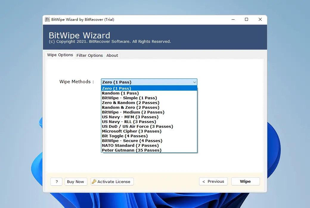 BitRecover BitWipe Wizard Hard Disk Data Security Erase File Smashing Tool Software截图