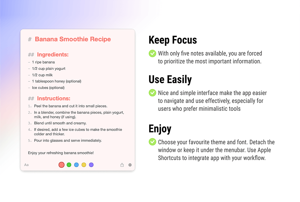 FiveNotes 3 Mac 桌面简洁高效笔记便签工具软件截图
