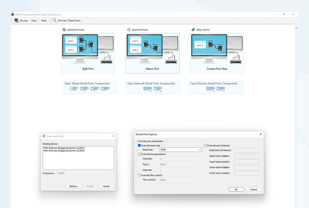 Shared Serial Ports COM 串口共享映射分割工具软件截图