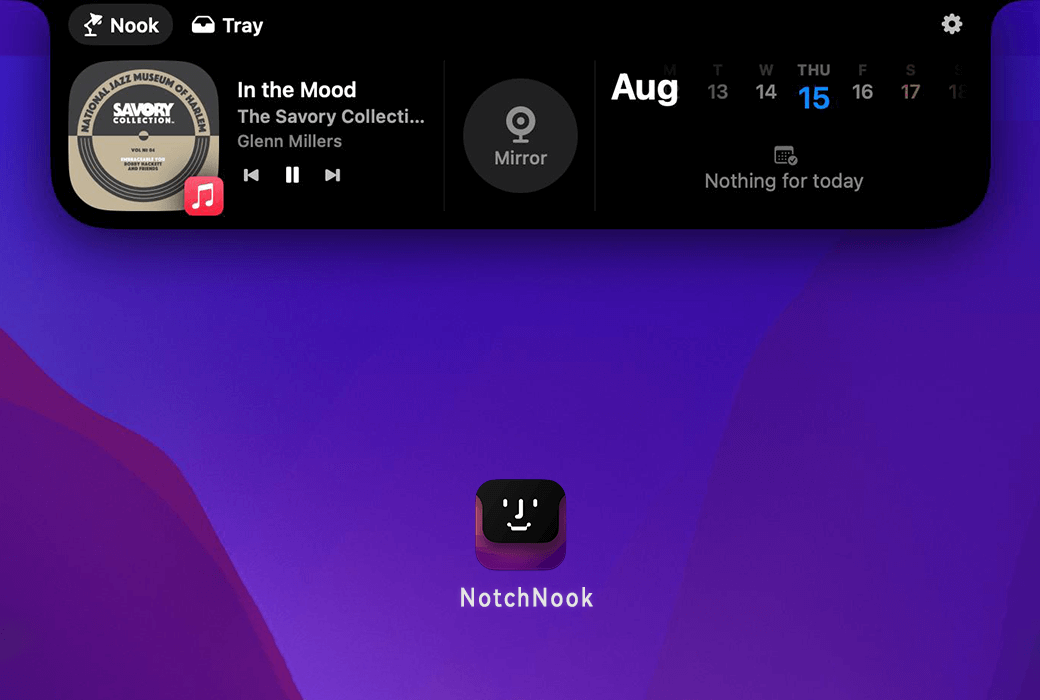 NotchNook Mac 刘海灵动岛快捷小部件工具软件截图