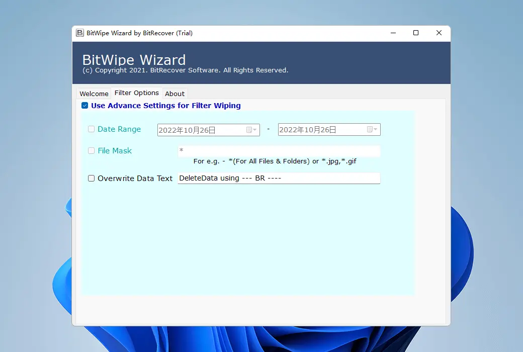 BitRecover BitWipe Wizard 硬盘数据安全擦除文件粉碎工具软件截图