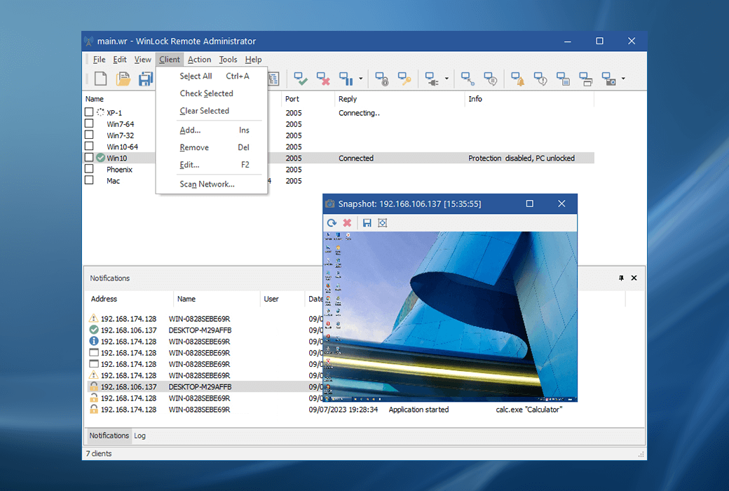 WinLock Remote Administrator 远程管理员安全解决方案截图