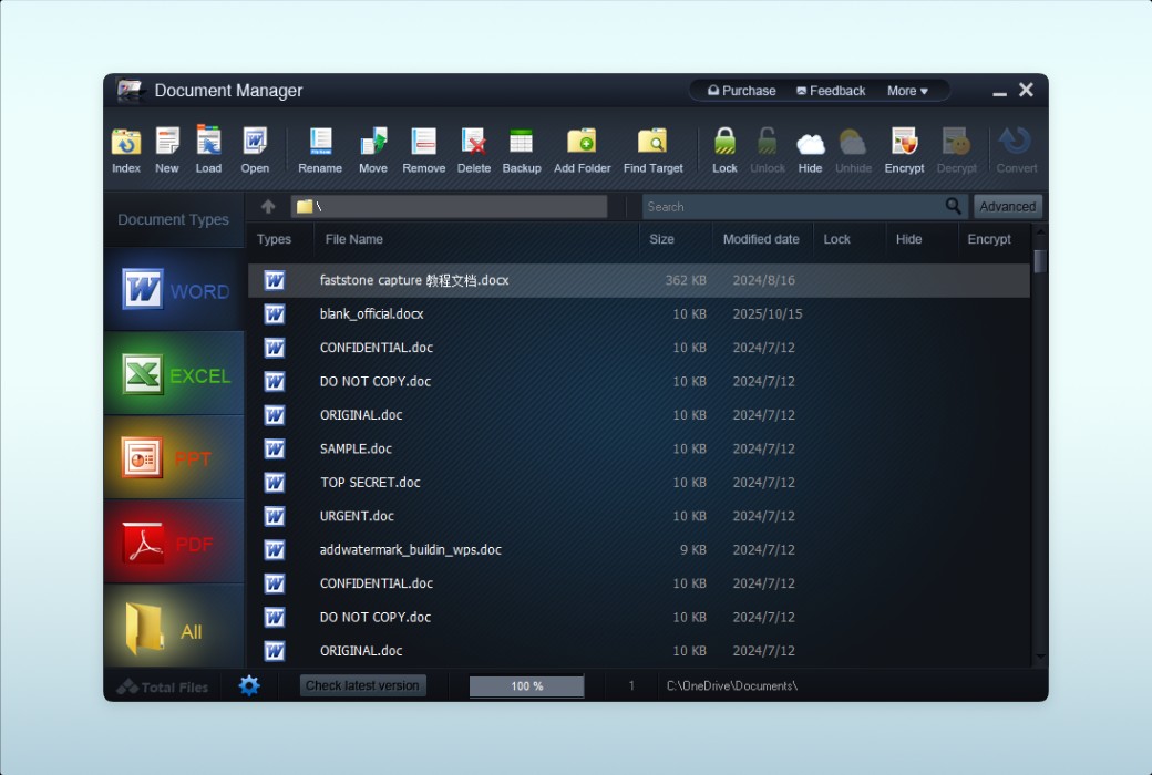 WonderFox 办公文档管理加密隐藏器工具软件截图
