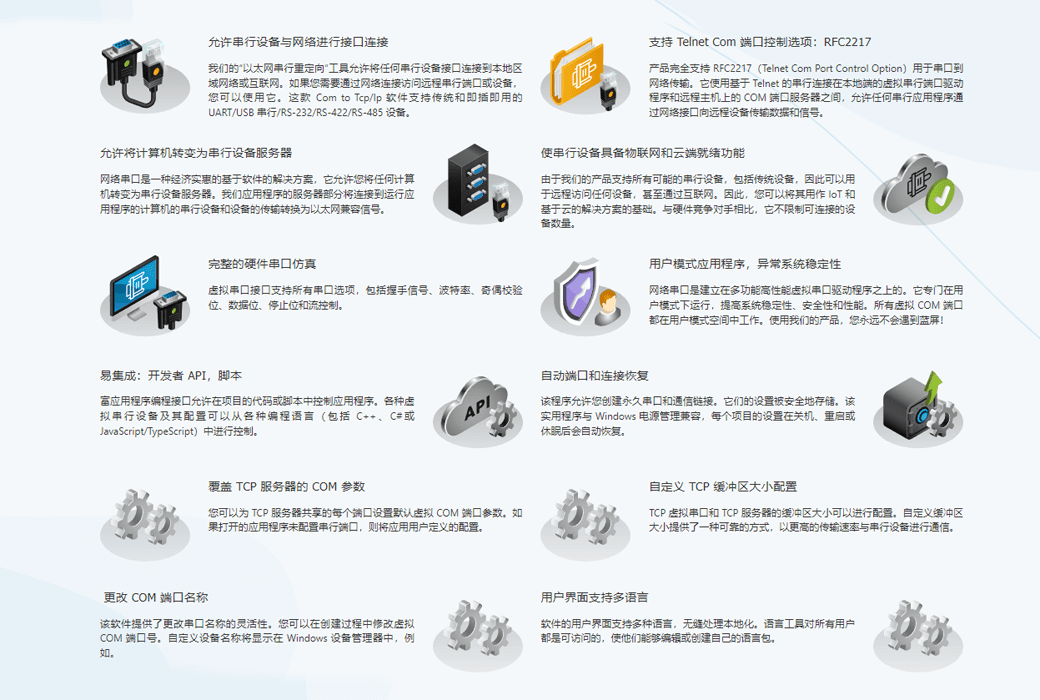 Network Serial Ports TCP/IP 网络串口重定向工具软件截图