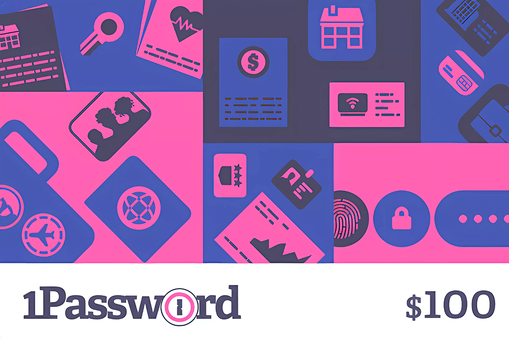 1Password 密碼管理器 $25/$50/$100 禮品卡截图