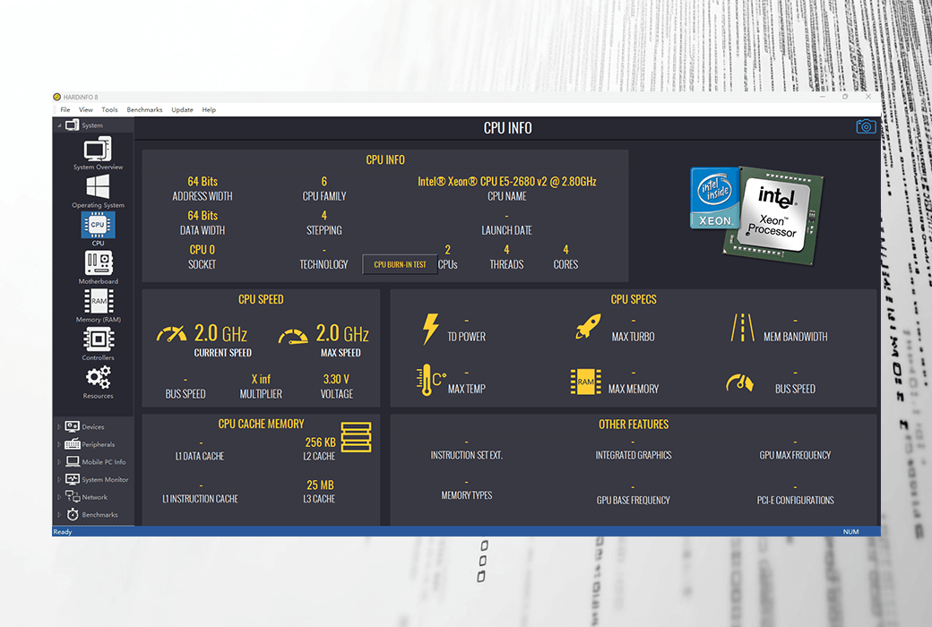 HARDiNFO Pro 8 系统信息基准测试硬件数据工具软件截图