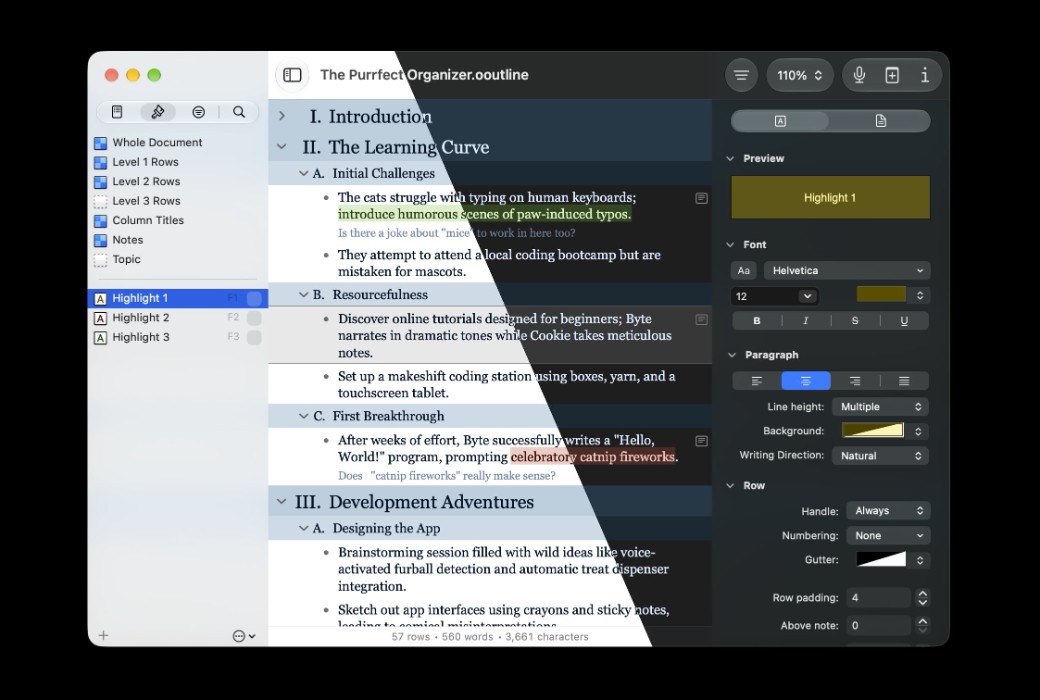 OmniOutliner 6 for Mac 信息大纲记录软件截图