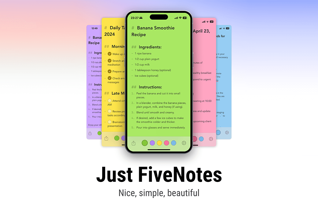 FiveNotes 3 Mac 桌面简洁高效笔记便签工具软件截图
