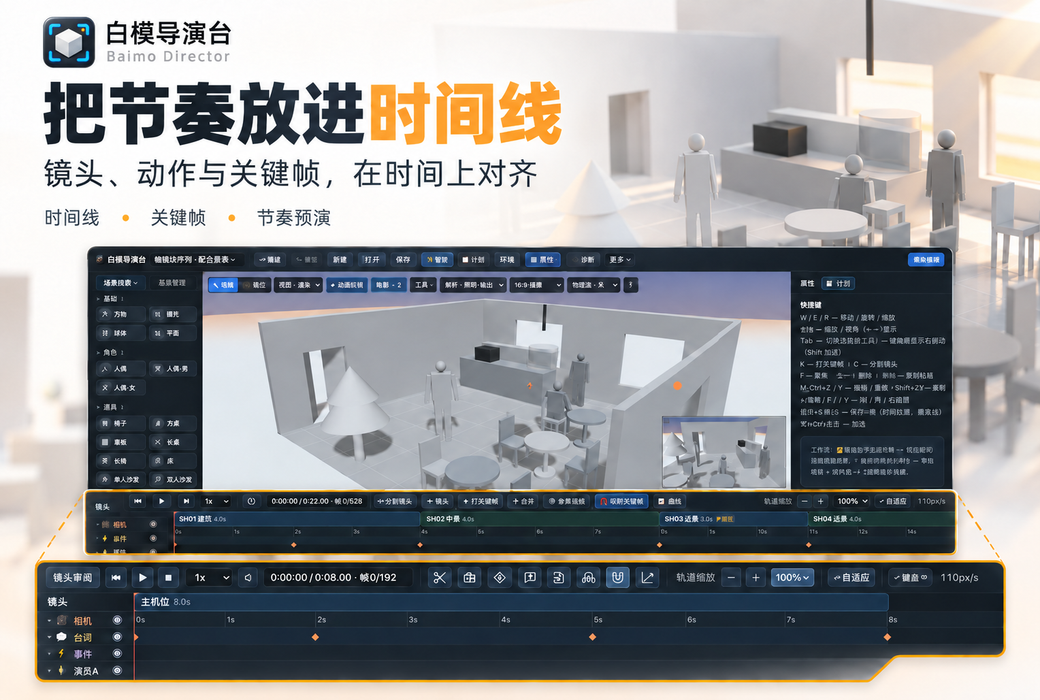 白模导演台 AI 视频预演工具软件截图