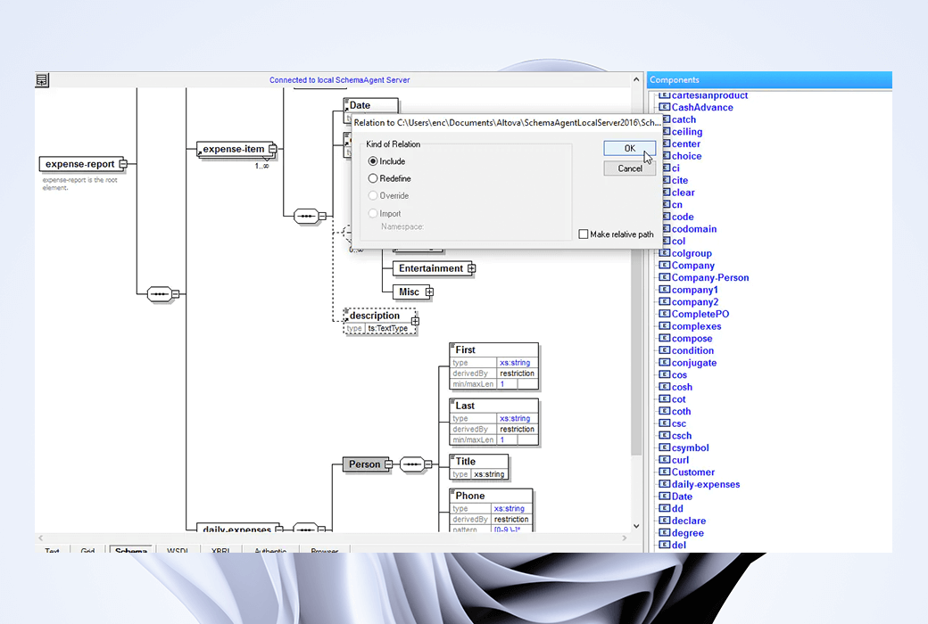 Altova SchemaAgent XML schema management tool software截图