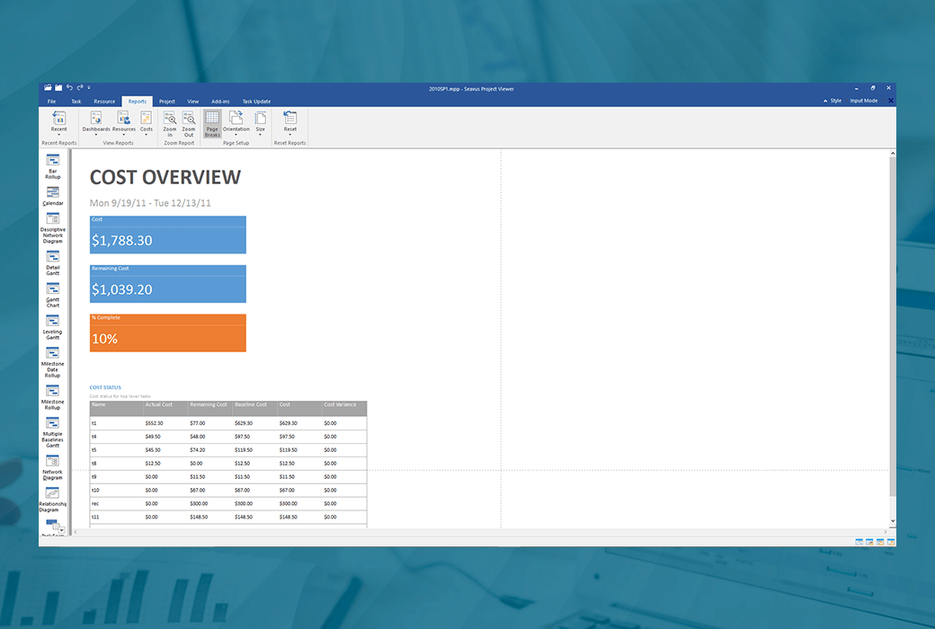 Seavus Project Viewer MS Project 項目檔案檢視器工具軟體截图