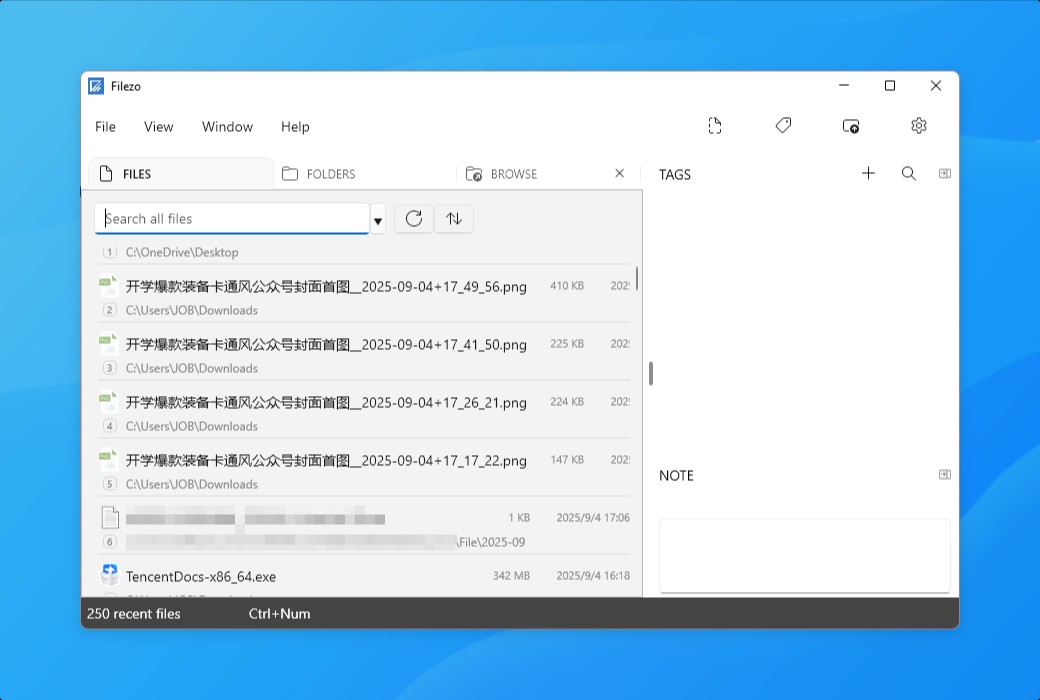 Filezo 6 历史访问记录快捷启动器工具软件截图