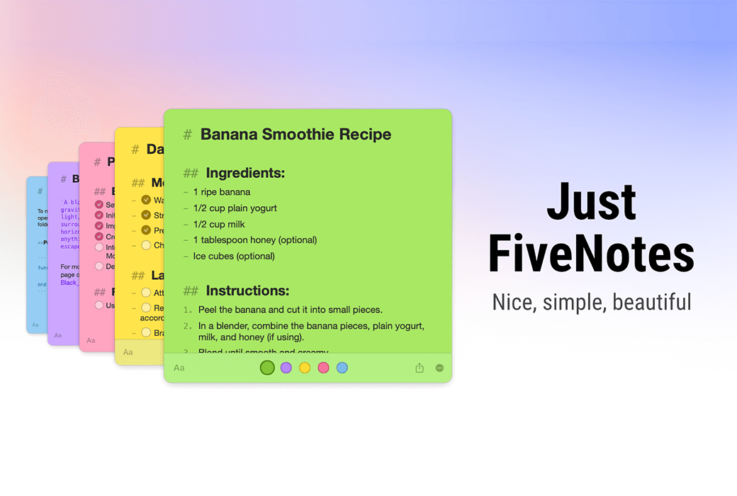 FiveNotes 3 Mac 桌面简洁高效笔记便签工具软件截图
