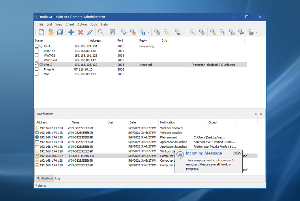 WinLock Remote Administrator 远程管理员安全解决方案截图