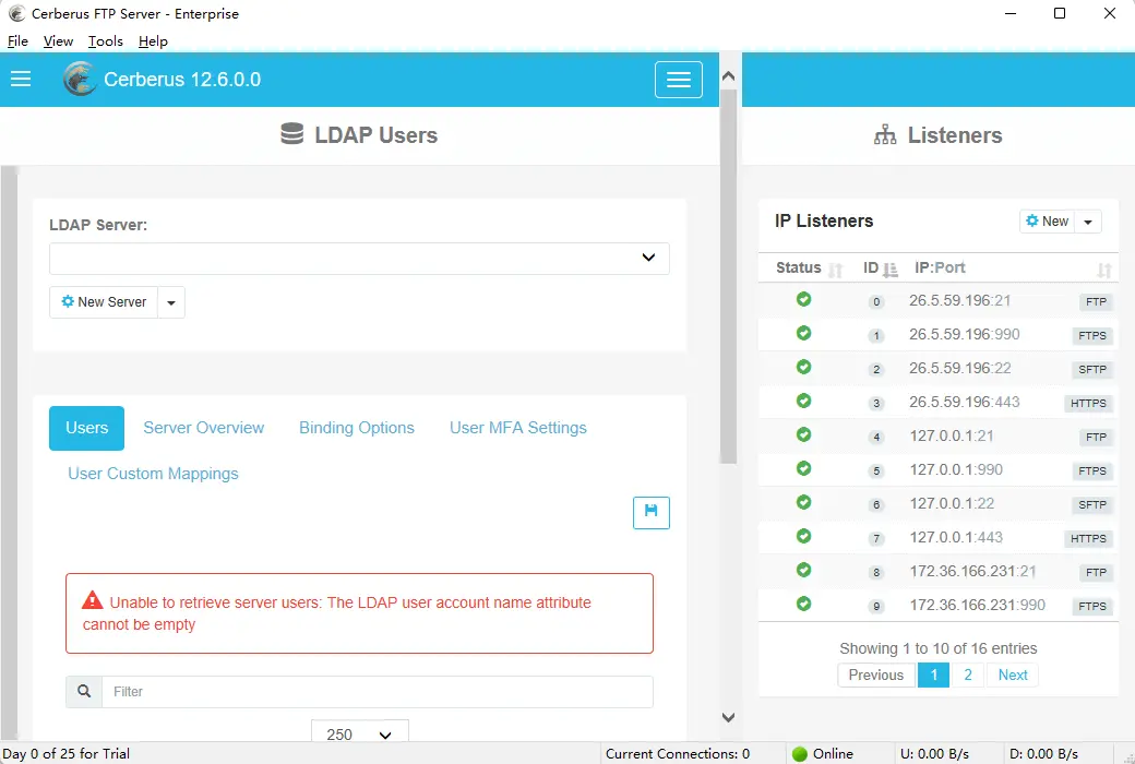 Cerberus FTP Server 服务器文件传输工具软件截图