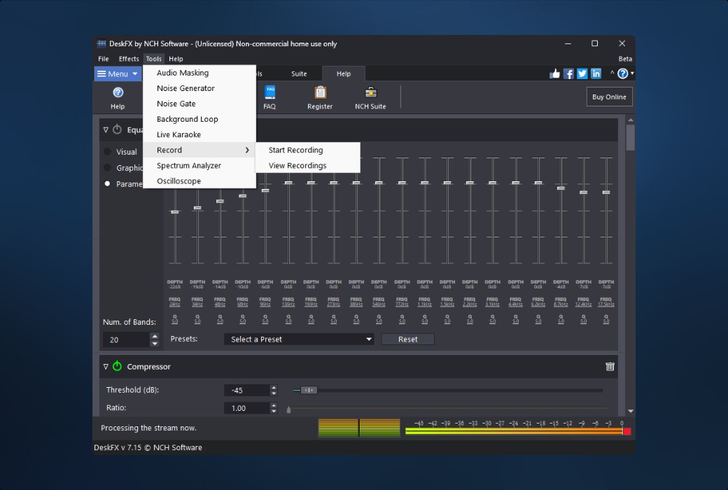 DeskFX Professional 오디오 향상 도구 소프트웨어截图