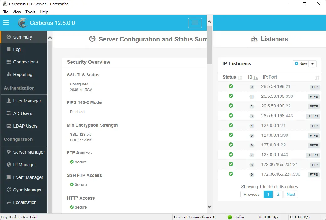 Cerberus FTP Server服務器檔案傳輸工具軟體截图