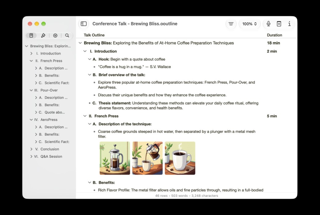 OmniOutliner 6 for Mac 信息大纲记录软件截图
