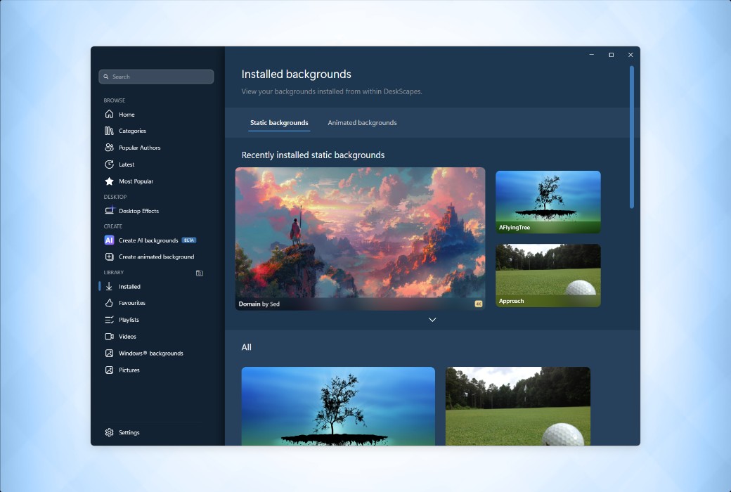 DeskScapes 2026 Dynamic Desktop Wallpaper Video Tool Software截图