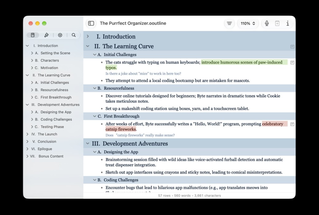 OmniOutliner 6 for Mac 信息大纲记录软件截图