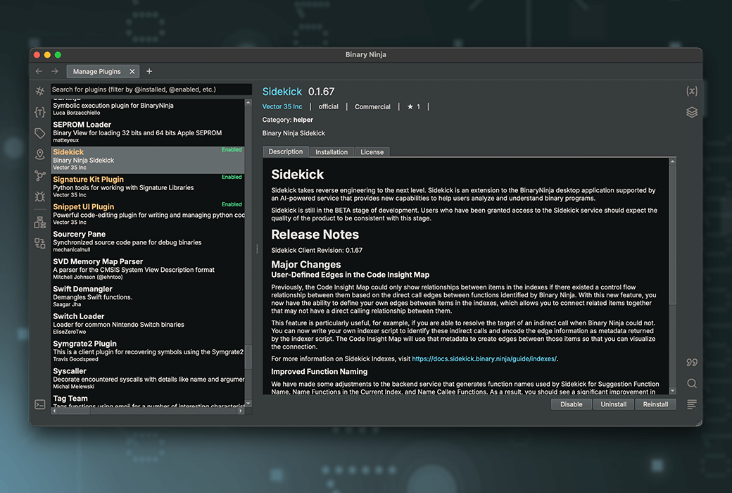 Binary Ninja Interactive Decompiler Tool Software截图