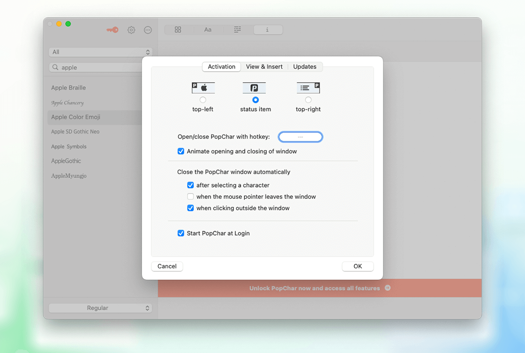 PopChar 10 특수 문자 입력 삽입 도구 소프트웨어截图